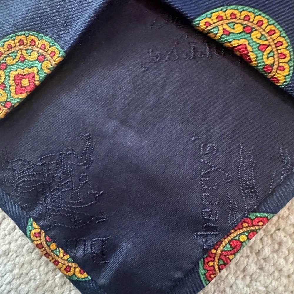 Burberry Navy Tie with Red and Gold Medallions - Picture 5 of 5